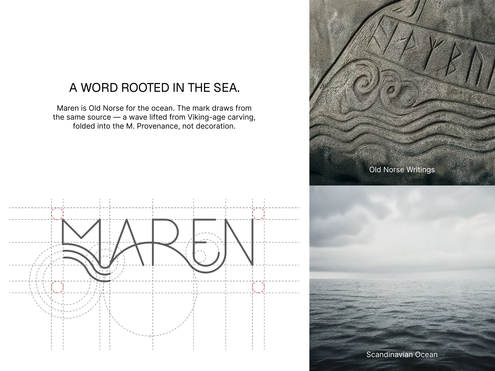 Maren — logo construction, Norse roots